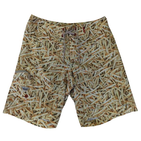 Columbia PFG Board Shorts Swim Trunks Omni-shield French Fry Men 34 11-in Inseam - Picture 1 of 4